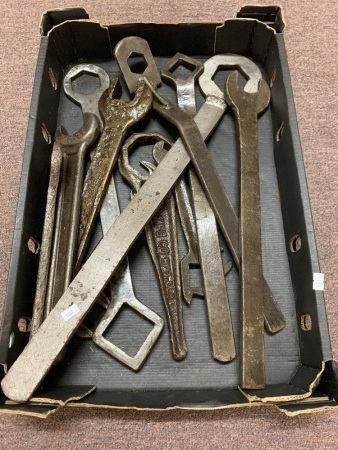 Asstd Lot of XL Vintage Spanners - Mainly Hand Fashioned Ring Spanners