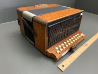 Antique Pressed Timber German Hohner Button Accordion in Pressed Timber - 2