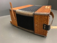 Antique Pressed Timber German Hohner Button Accordion in Pressed Timber - 5