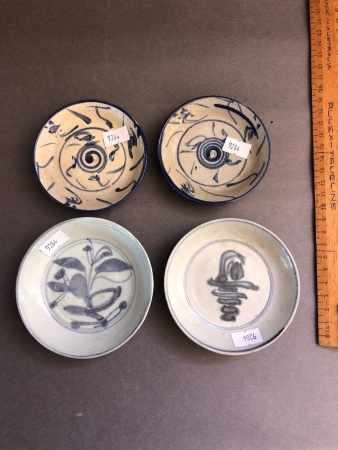 2 x c1600's Ming Dynasty Glazed Dishes + 2 Later Qing Dishes