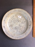 Qing Dynasty Glazed Stoneware Bowl with Lion Decoration c1750's - 2