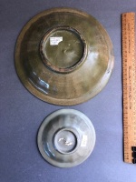 2 x Rare Chinese Celadon Glazed Song Dynasty Bowls both with Fluted Signs and Small Raised Fish Motifs Inside c1100's - 2