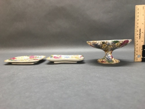 Royal Winton Vintage Chintz ‘Marguerite’ - Small Tazza and 2 Trinket/Pin Dishes