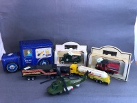 Asstd Lot of Die Cast inc. 2 New in Box Oil Trucks, Helicopter, Tanker etc - 2