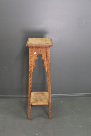 Antique Silky Oak 2 Tier Plant Stand