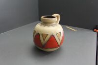 Mid Century W.German 1 Handled Round Pottery Jug - 3