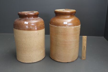 Pair of Large Antique Salt Glazed Stoneware Jars