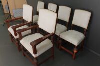 Set of 6 Carved Oak Dining Chairs with Upholstered Seats and Backs - 2