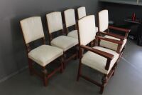 Set of 6 Carved Oak Dining Chairs with Upholstered Seats and Backs - 3