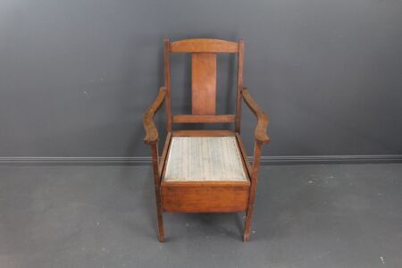 Vintage Upholstered Commode Chair