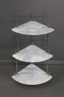 Mid Century Brass and Marble 3 Tier Corner Whatnot