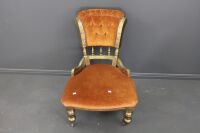 Gold Painted Antique Timber Framed Grandmother Chair c1900 on Castors