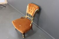 Gold Painted Antique Timber Framed Grandmother Chair c1900 on Castors - 2