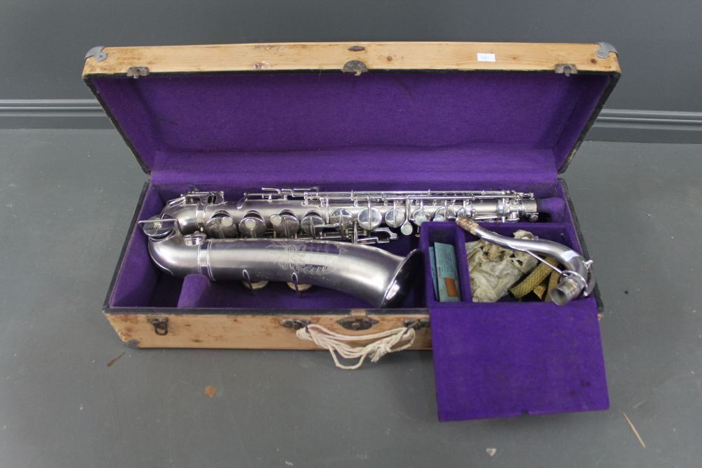 Vintage Kohlert Tenor Saxophone in Original Pine Box - Silver Finish