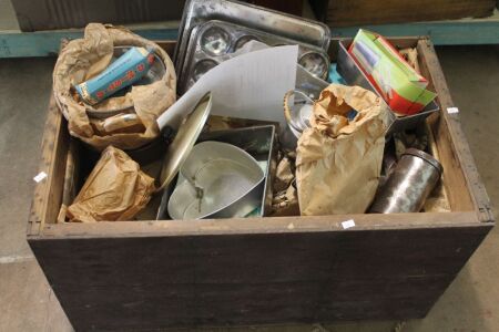 Large Vintage Packing Crate Full of Vintage c1960's Kitchenalia - Lots Unused - Take a Punt!