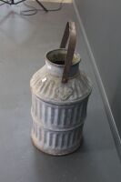Unusual Vintage Fluted Galvanised Steel Cream Can - No Lid - 2
