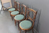 Set of 4 Antique Bentwood O Backed Chairs with Upholstered Seats - 2