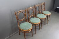 Set of 4 Antique Bentwood O Backed Chairs with Upholstered Seats - 3