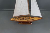 Large Hand Crafted Timber Yacht on Stand - 2