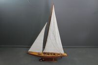 Large Hand Crafted Timber Yacht on Stand - 3