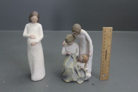 2 x Willow Tree Carved Figures - Cherish and Generations