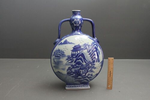 Contemporary Large Chinese Blue and White 2 Handled Urn