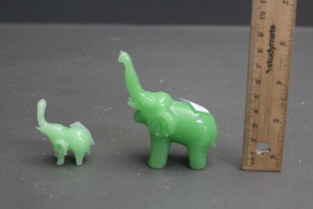 2 x Green Elephants - Trunks Up