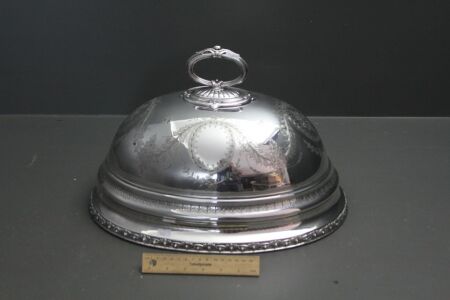 Early 20th Century Engraved Sheffield Plate Meat Cover