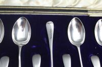 Boxed Set of 12 Antique Silver Tea Spoons (10+2) - 2