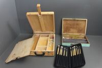 Asstd Lot of Artists Eqpt. Inc Brushes, Box Easel Etc - 3