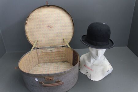 Vintage Hat Box with Bowler Hat