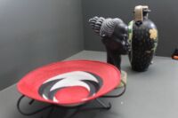 Asstd Lot inc. Black Lady Head, Folk Art Vase and Zulu Bowl on Stand - 3