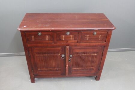 Small Contemporary 2 Door 3 Drawer Teak and Bamboo Buffet / Sideboard