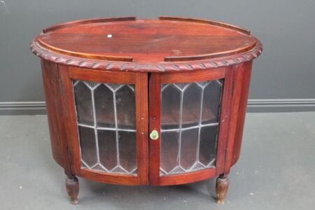 Vintage Oval 2 Door Leadlight Drinks Cabinet