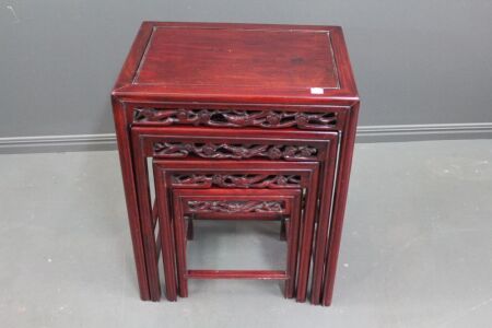 Nest of Vintage Vintage Hand Carved Chinese Rosewood Tables