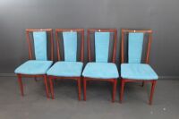 4 x Original Mid Century Parker Dining Chairs Upholstered in Blue Velour