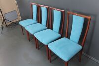 4 x Original Mid Century Parker Dining Chairs Upholstered in Blue Velour - 2