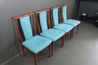 4 x Original Mid Century Parker Dining Chairs Upholstered in Blue Velour - 3