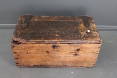 Antique Pine Glory Box with Iron Hinges and Nails + Later Rope Handles