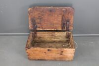 Antique Pine Glory Box with Iron Hinges and Nails + Later Rope Handles - 2