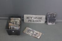 Asstd Lot of Vintage Galvanised Veg Sack Stencils - Mainly Sydney - App. 30 in total