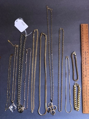 Asstd Lot of Gold Plated Necklaces, Chains, Bracelets