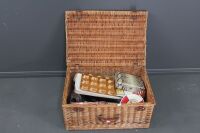 Asstd Lot of Kitchenalia and Bric-a-Brac inÂ  Wicker Hamper