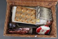 Asstd Lot of Kitchenalia and Bric-a-Brac inÂ  Wicker Hamper - 2