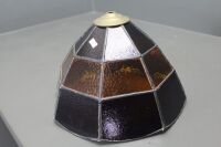 Leadlight Lampshade in Maroon and Gold - 3