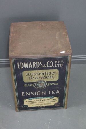 Huge Antique Edwards & Co 28lb Tea Tin - Australia's Tea Men - Great Condition