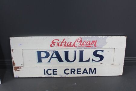 Paul's Ice Cream Timber Sign - Extra Cream