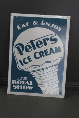 c1990 Peter's Ice Cream Royal Show Sign Screen Printed on Steel