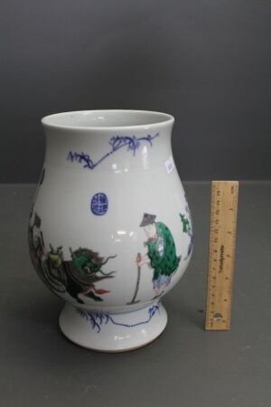 Large Late 19th Century Chinese Famille Vert Jar - Kangxi Mark to Base