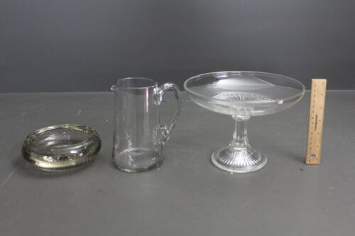 Vintage Glass Comport, Heavy Ashtray and Jug